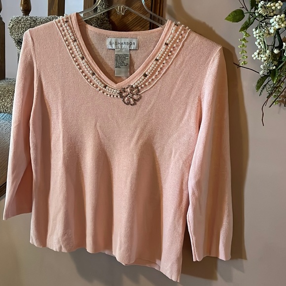 Sag Harbor pink embellished sweater - Picture 1 of 3